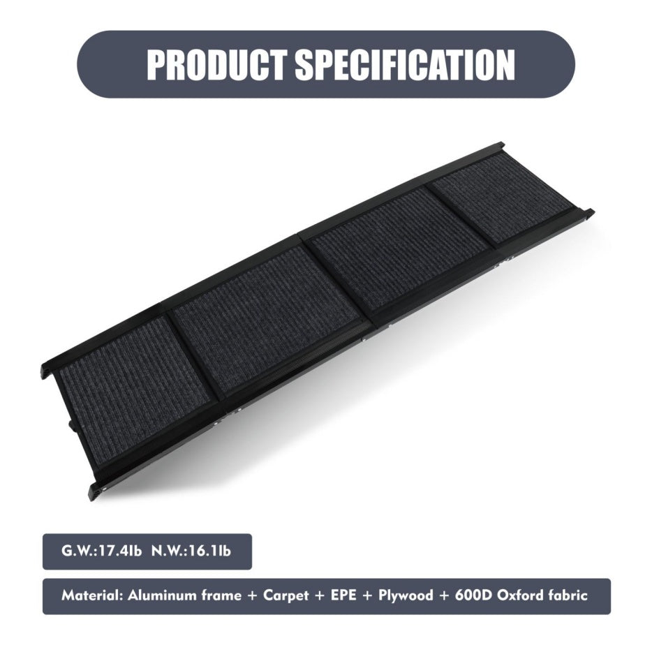 Dog Ramp For Car 65inchX17.2inch Large Folding Pet Stair Ramps For Truck, SUV, With Non-Slip Surface, Up To 250LBS, Outdoor Dog Car Ramp For Medium & Large Dogs, Portable Pet Steps