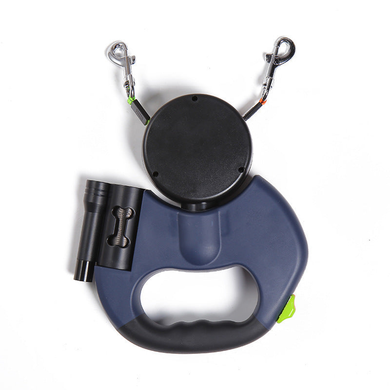 Reflective Dual Retractable Dog Leash with Lights