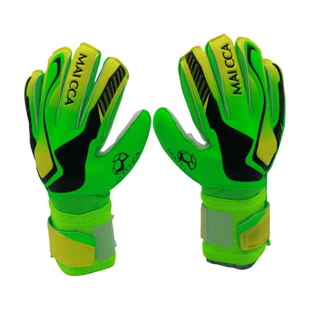 1 Pair Non-Slip Soccer Goalie Gloves Protective Fingers Latex Game Goalkeeper Gloves Adjustable Size 5-10