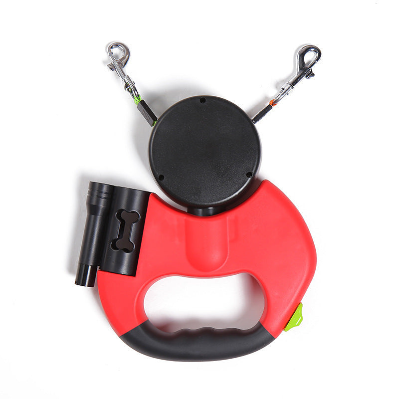 Reflective Dual Retractable Dog Leash with Lights